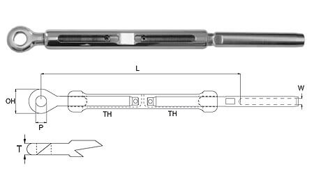 Turnbuckle Marine Body Eye and Swage Stud